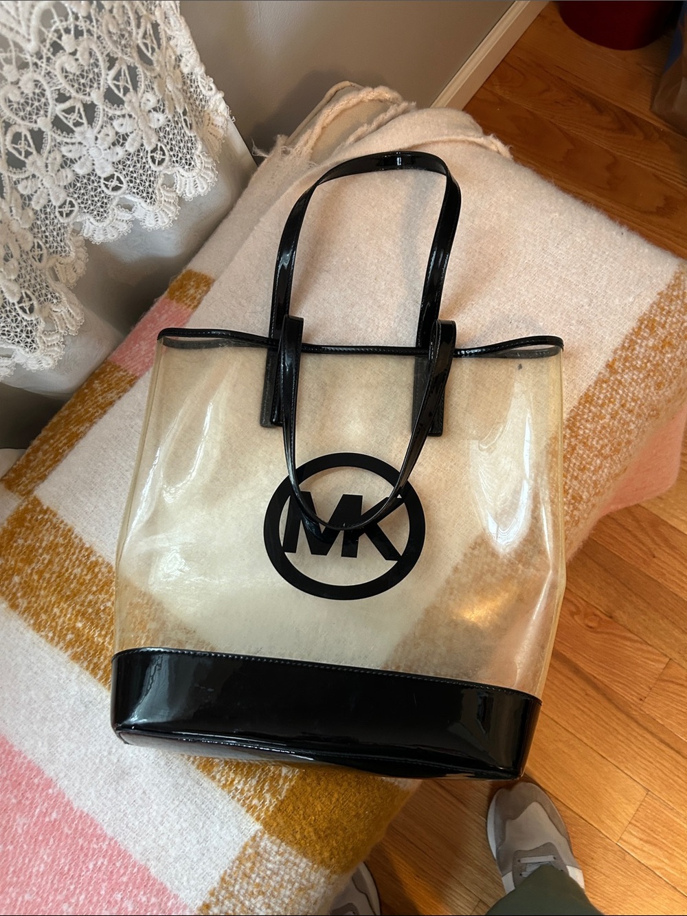 Michael Kors Clear Tote with Black Trim and Logo